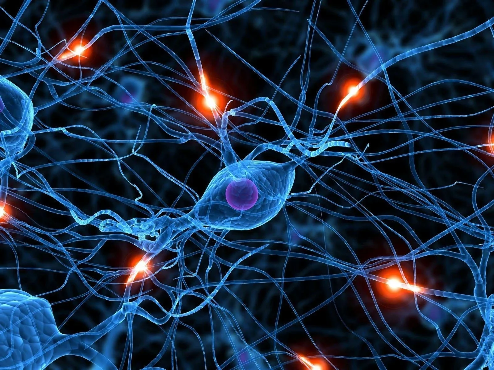 Neurons firing across synapses