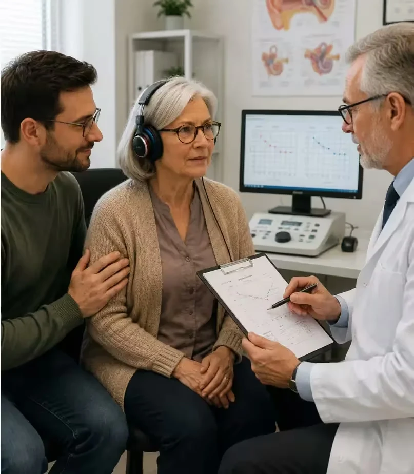 Couple discussing results with a clinician